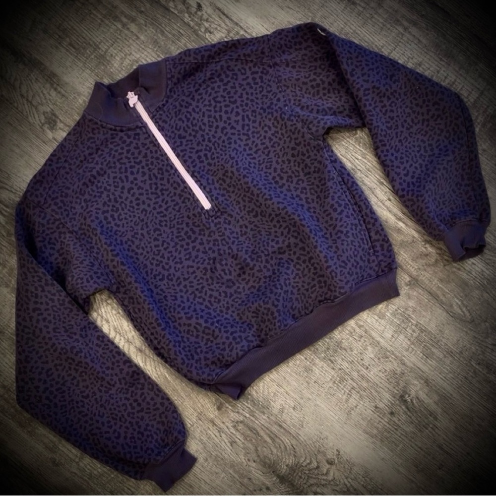 Fabletics Purple Animal Print Quarter-Zip Top